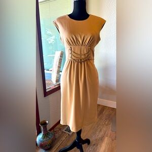 Calvin Klein Beige Midi Dress with stunning Chain Accent
